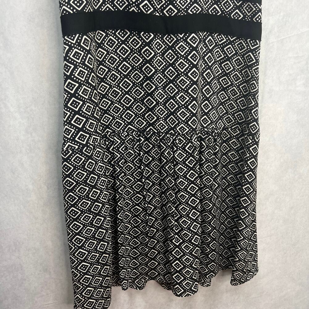 Diane Von Furstenberg Eugenia Silk Shift Dress V-Neck Dot Diamond Black Size 4 - Picture 5 of 12
